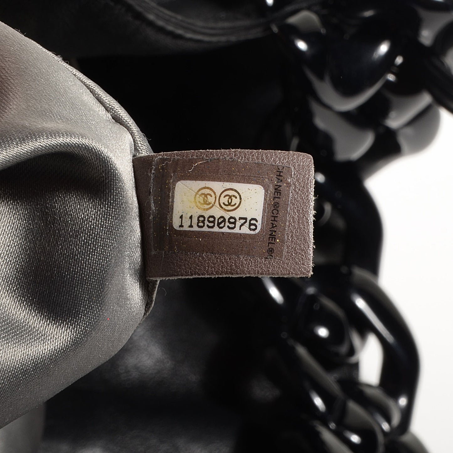 Calfskin Modern Chain Rhodoid Hobo Black