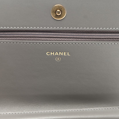 Chanel Caviar Quilted Boy Wallet On Chain WOC Grey 6 of 13