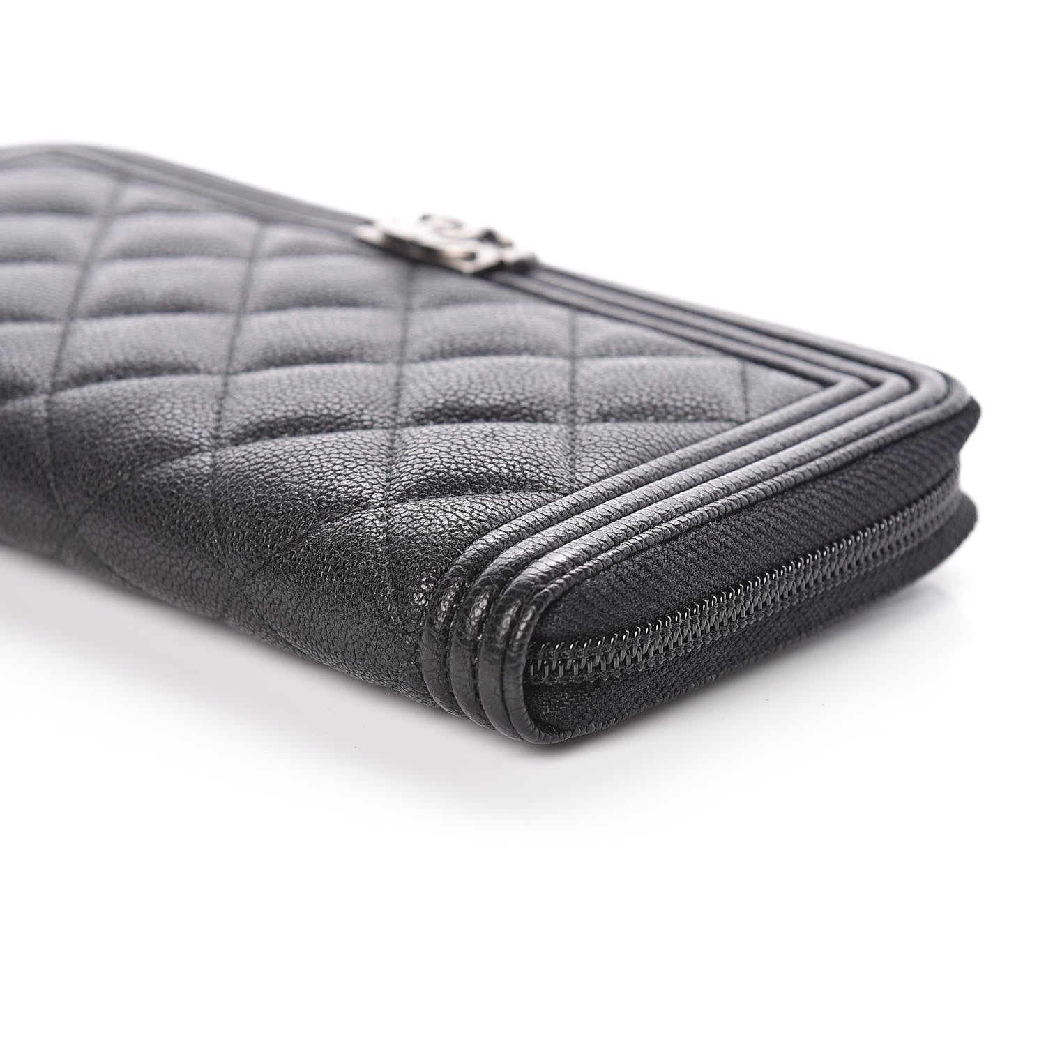 Chanel Caviar Quilted Boy Long Zip Around Wallet Black 12 of 12