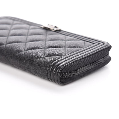 Chanel Caviar Quilted Boy Long Zip Around Wallet Black 12 of 12