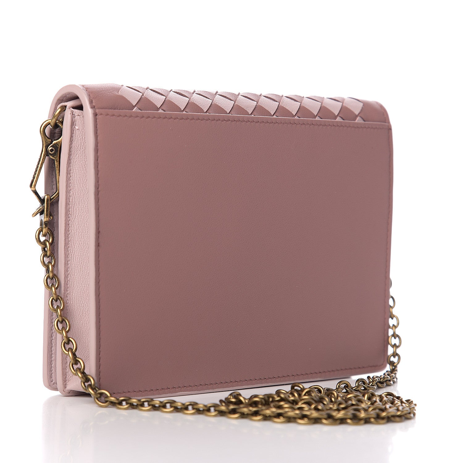Bottega Veneta Nappa Intrecciato Checker Chain Wallet Deco Rose Quartz 2 of 8