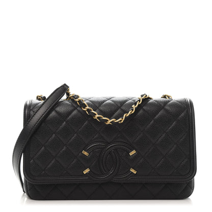 Chanel Caviar Quilted Medium CC Filigree Flap Black 1 of 13