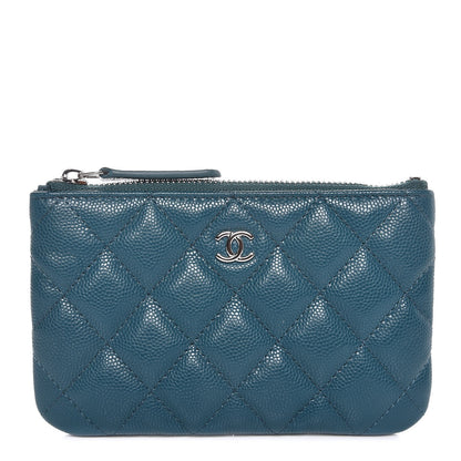 Chanel Caviar Quilted Small Cosmetic Case Dark Turquoise 1 of 8