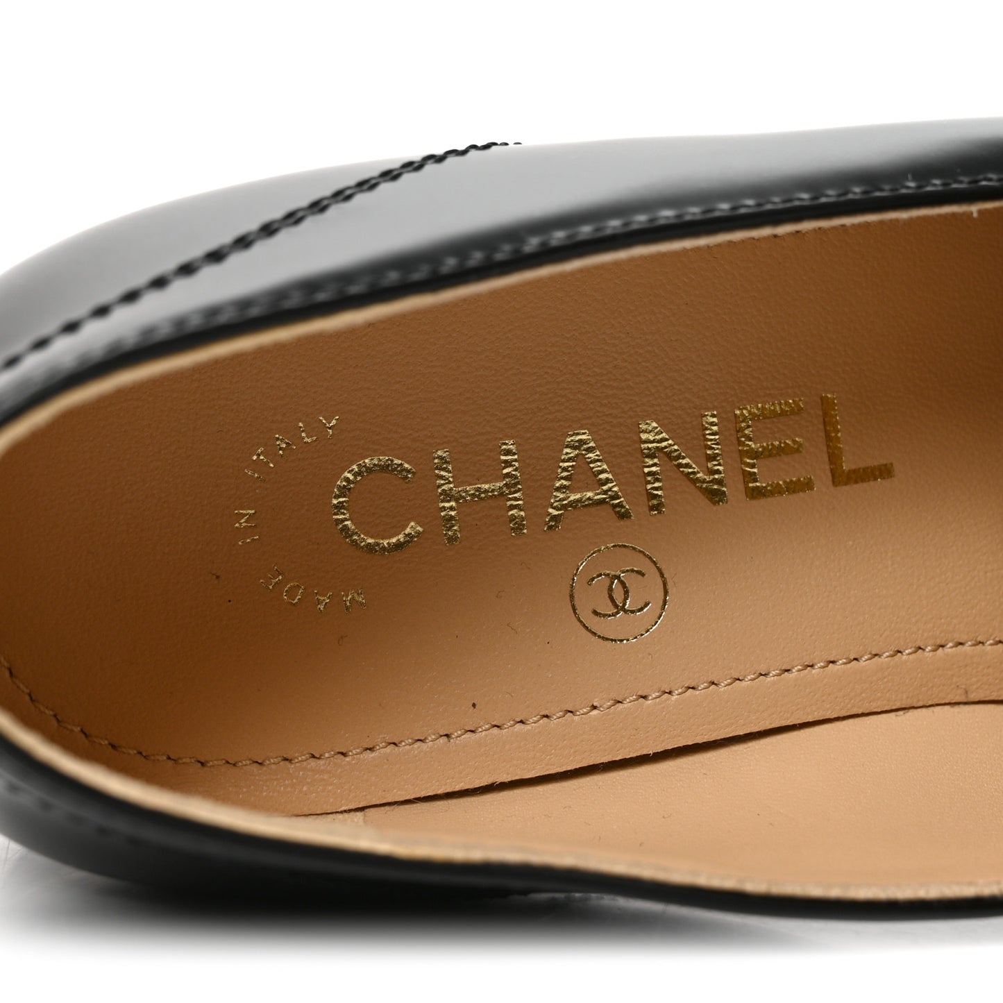 Shiny Calfskin Logo Loafers 36.5 Black
