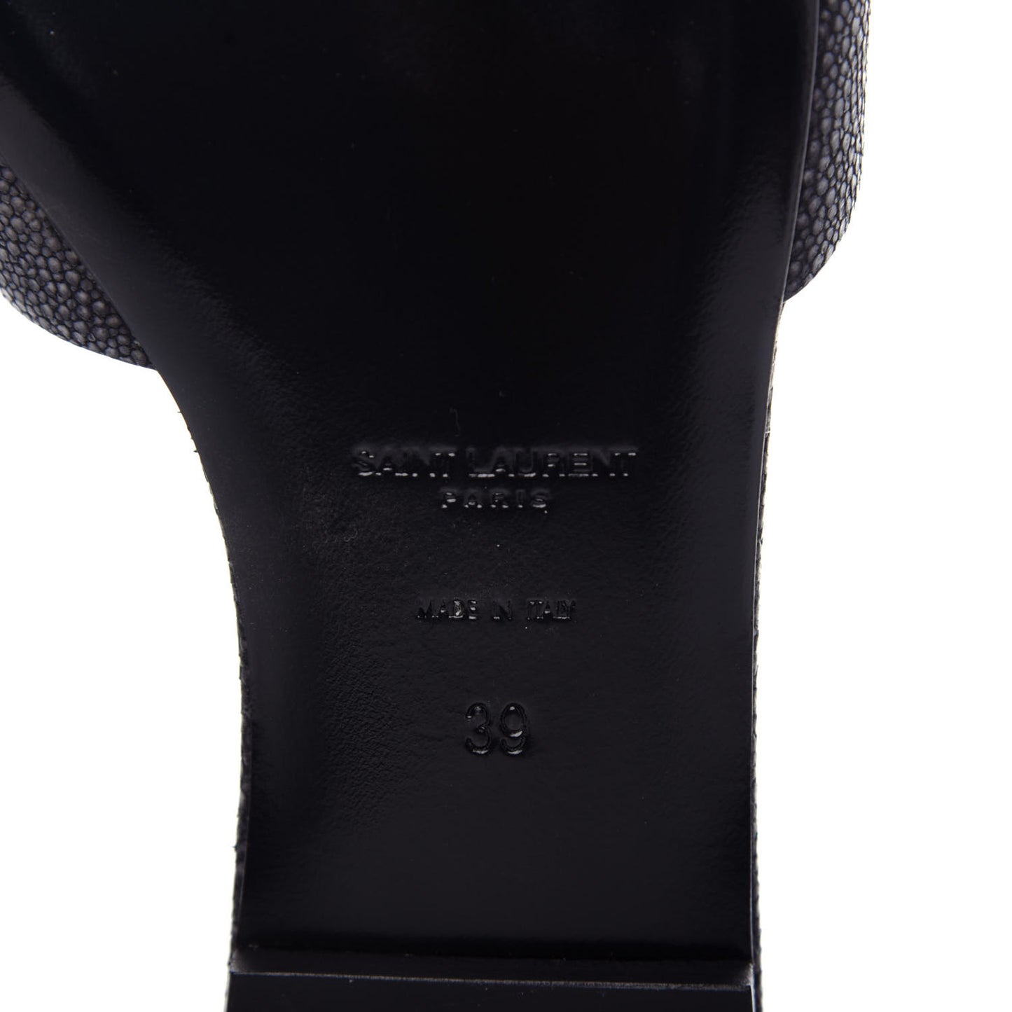 Calfskin Galuchat Embossed Tribute 05 Slide Sandals 39 Dark Grey