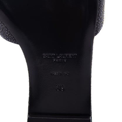 Saint Laurent Calfskin Galuchat Embossed Tribute 05 Slide Sandals 39 Dark Grey 9 of 11