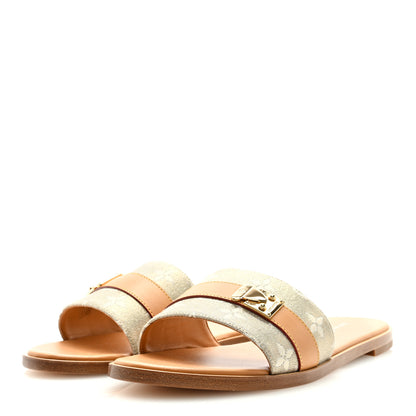 Louis Vuitton Monoglam Lock It Flat Mule 40 Gold 2 of 7