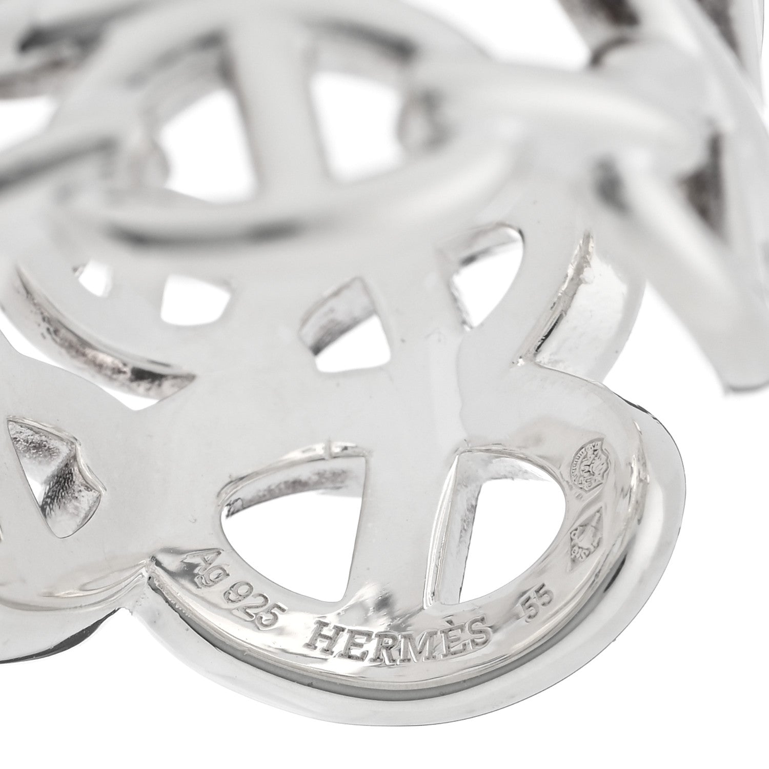 Hermes Sterling Silver GM Chaine d'Ancre Enchainee Band Ring 55 7.25 4 of 5