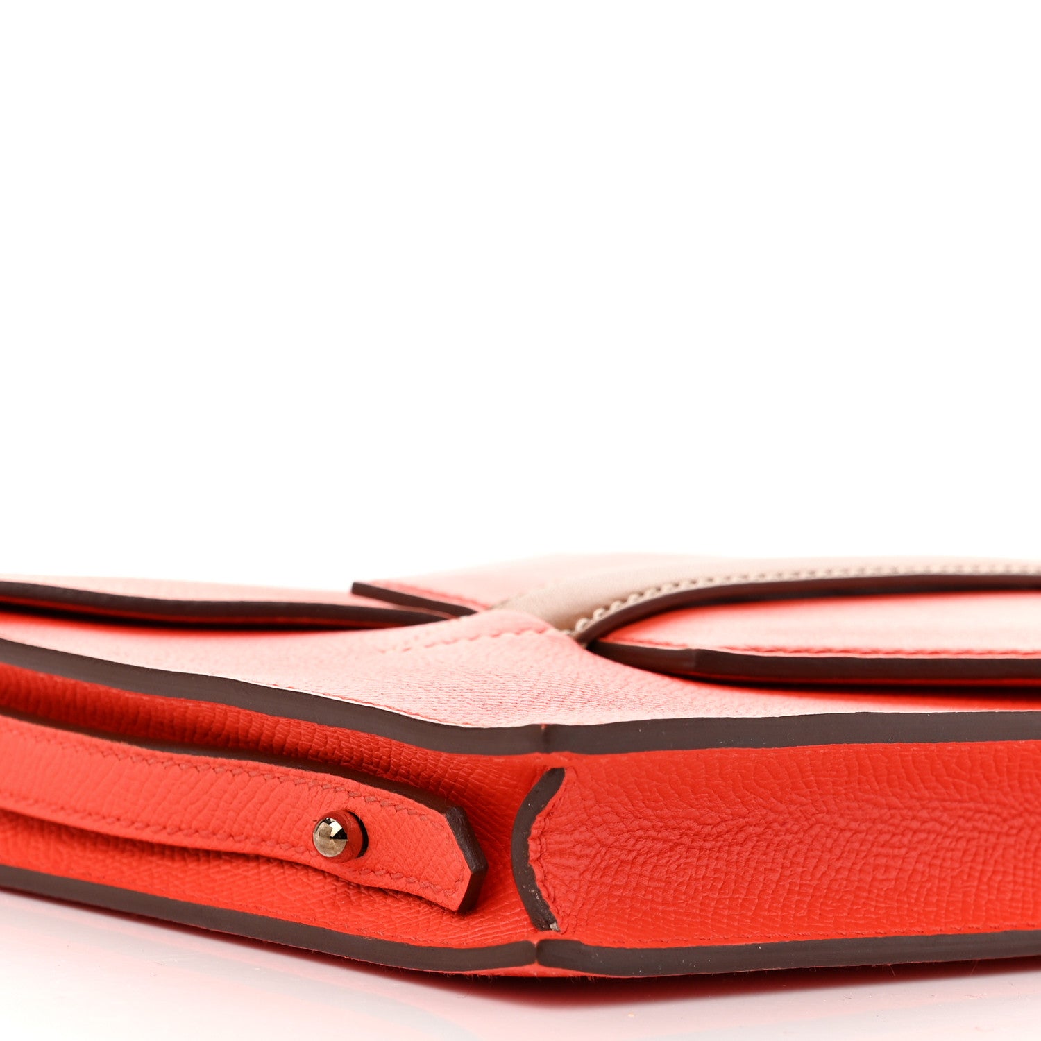 Hermes Epsom Evercolor Tadelakt Barenia Faco II Clutch Orange Poppy Fauve 9 of 11