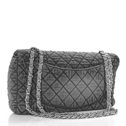 Chanel Denim Quilted Denimpression Flap Grey Black 3 of 9