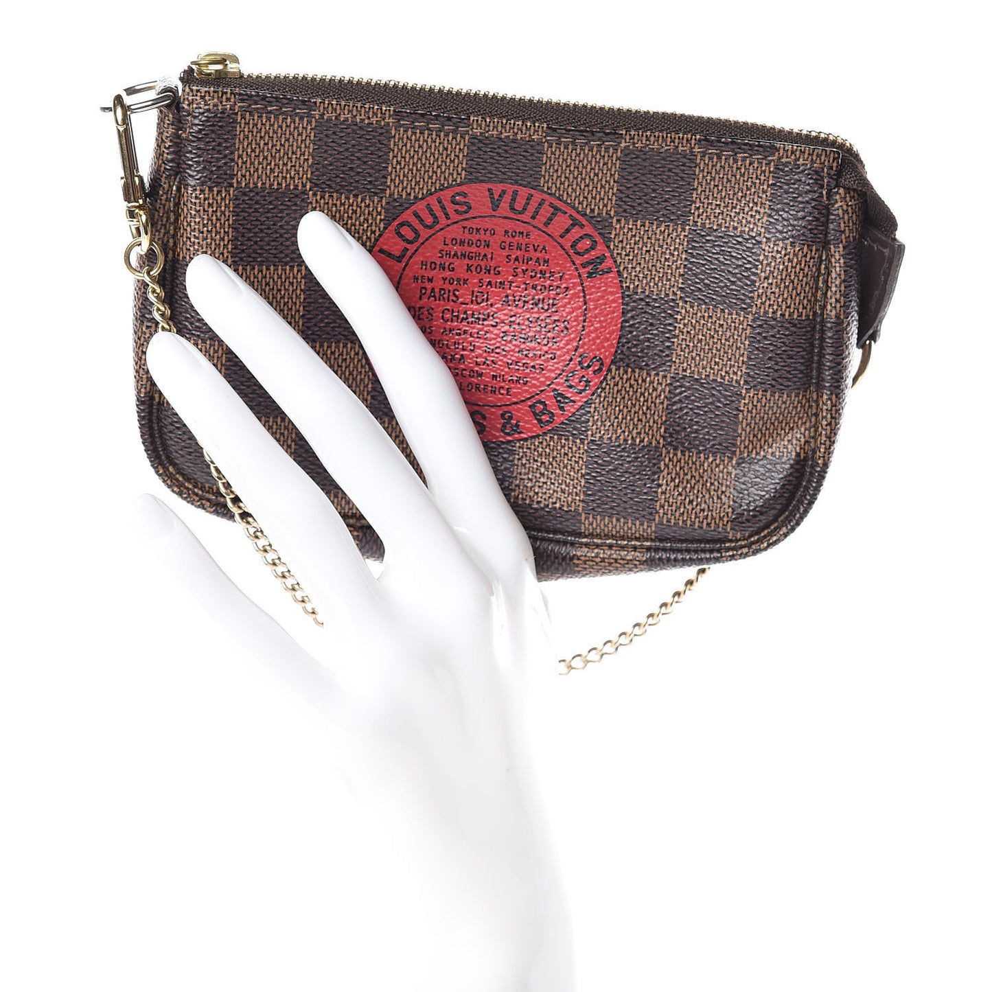 Damier Ebene Complice Trunks and Bags Mini Pochette Accessories Red