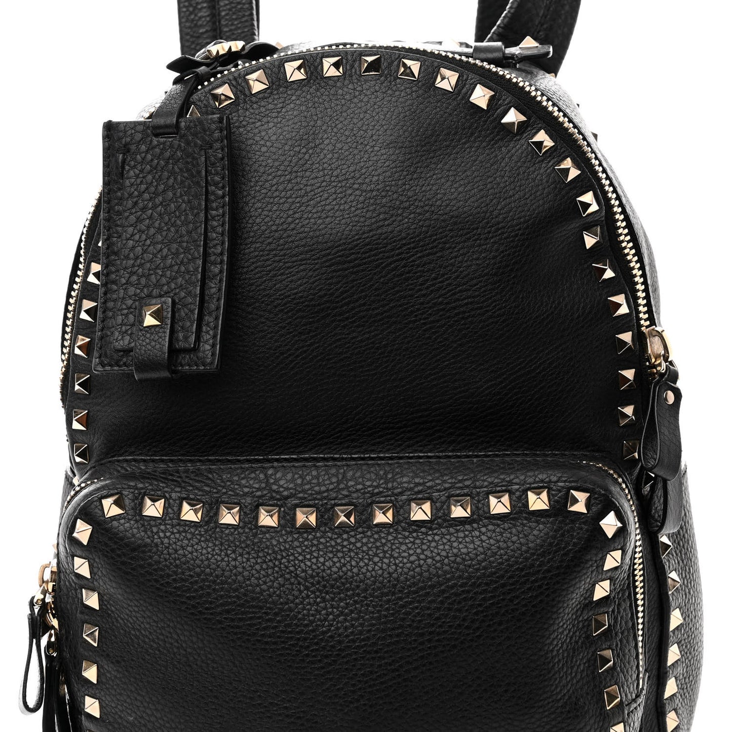 Grained Calfskin Medium Rockstud Backpack Black