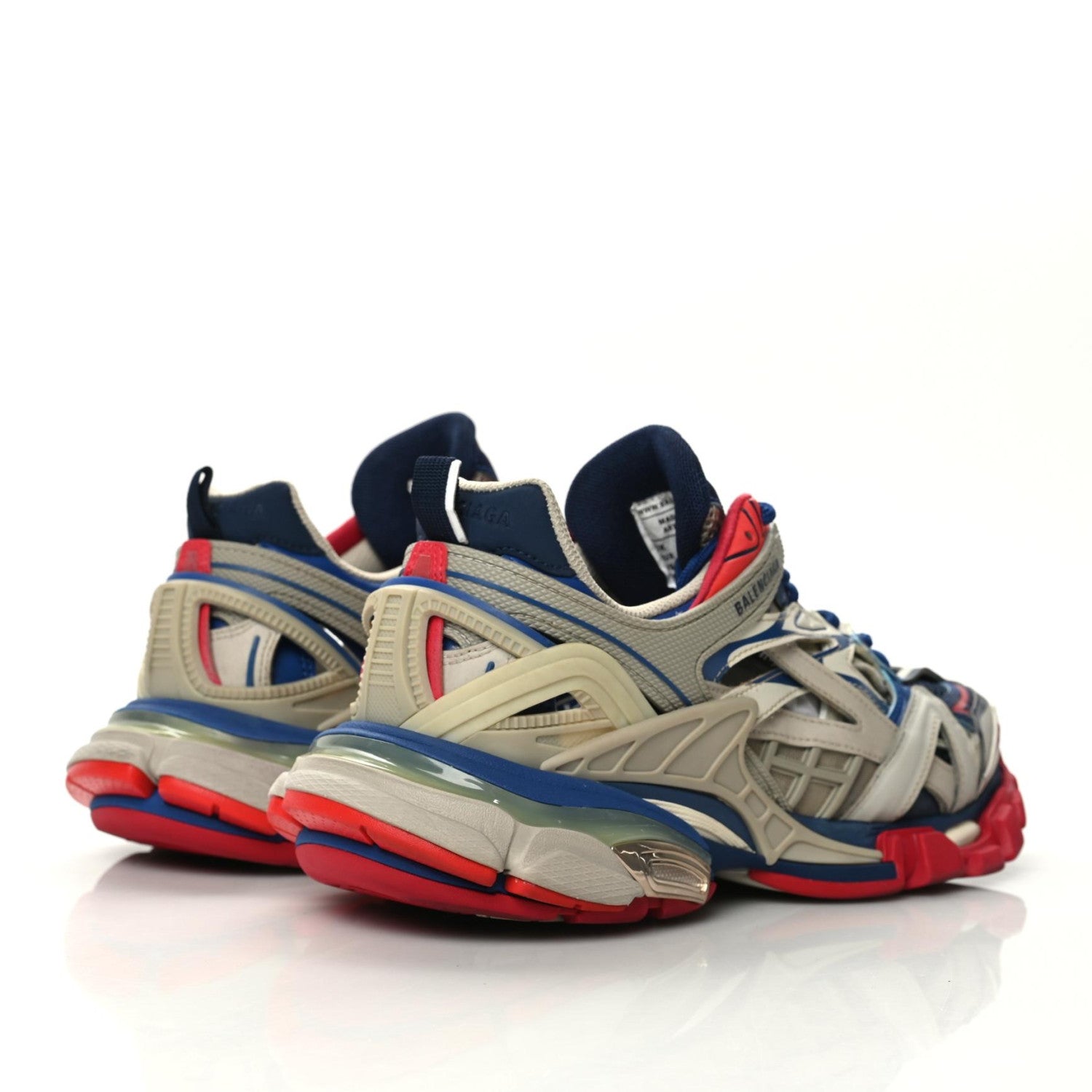 Balenciaga Rubber Mesh Bi-Color Womens Track.2 Open Sneakers 39 Beige Blue Red 4 of 7
