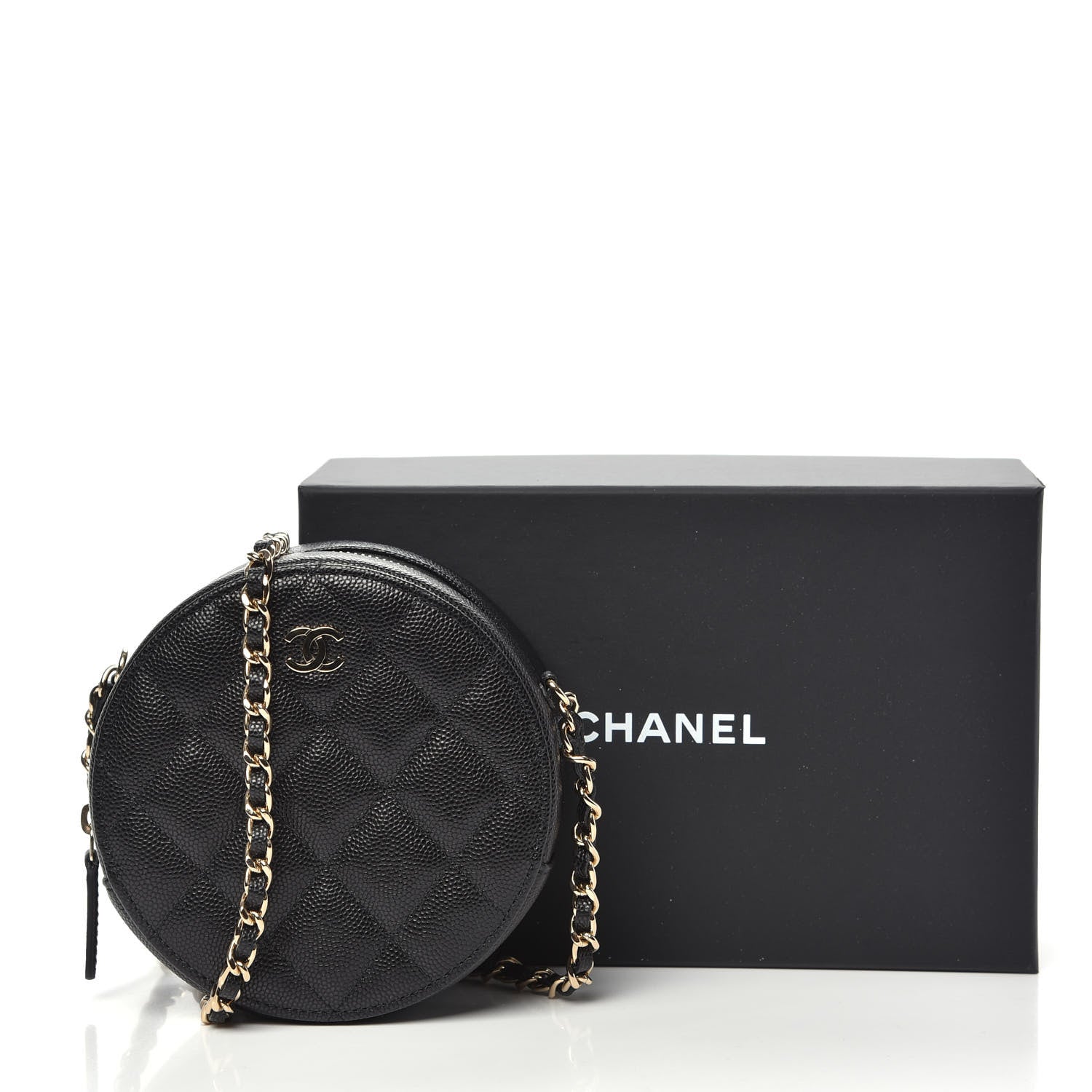 Chanel Caviar Quilted Round Clutch With Chain Black 10 of 10