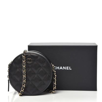 Chanel Caviar Quilted Round Clutch With Chain Black 10 of 10