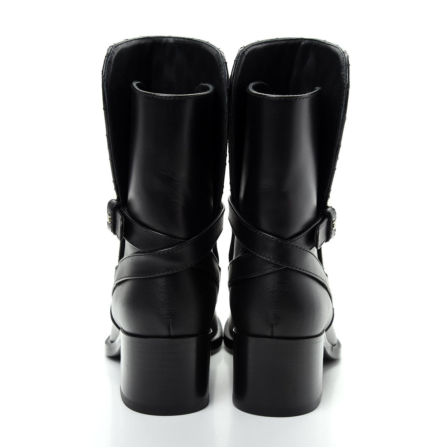 Calfskin Quilted CC Boots 36.5 Black