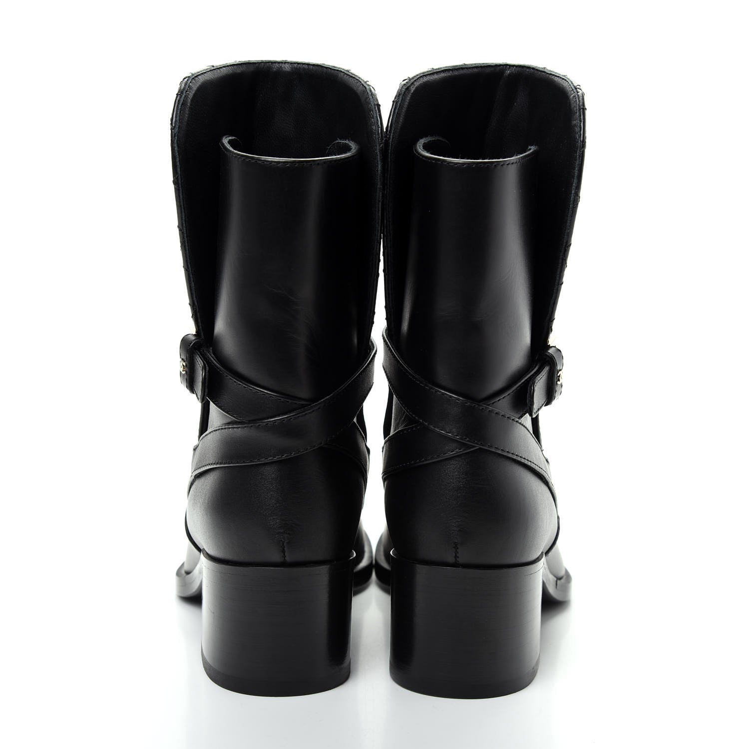 Chanel Calfskin Quilted CC Boots 36.5 Black 7 of 10