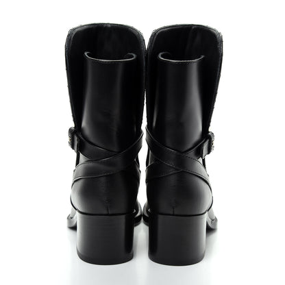 Chanel Calfskin Quilted CC Boots 36.5 Black 7 of 10