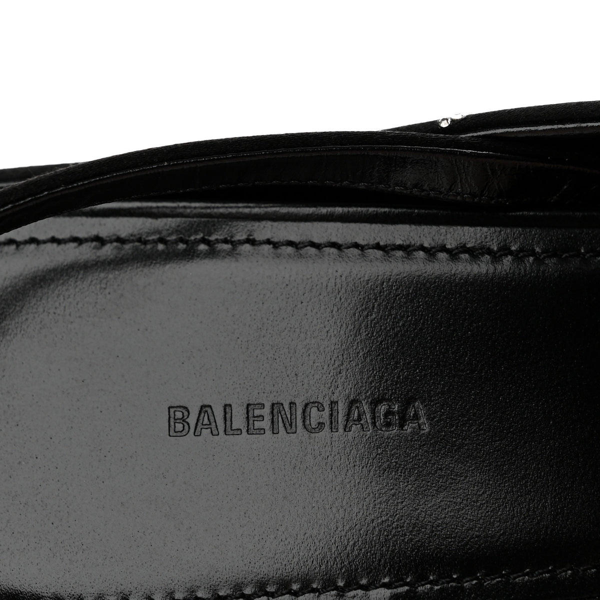 Balenciaga Satin Strass Allover Logo Square Knife 110mm Slingback Pumps 38 Black 8 of 11
