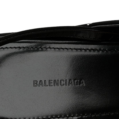 Balenciaga Satin Strass Allover Logo Square Knife 110mm Slingback Pumps 38 Black 8 of 11