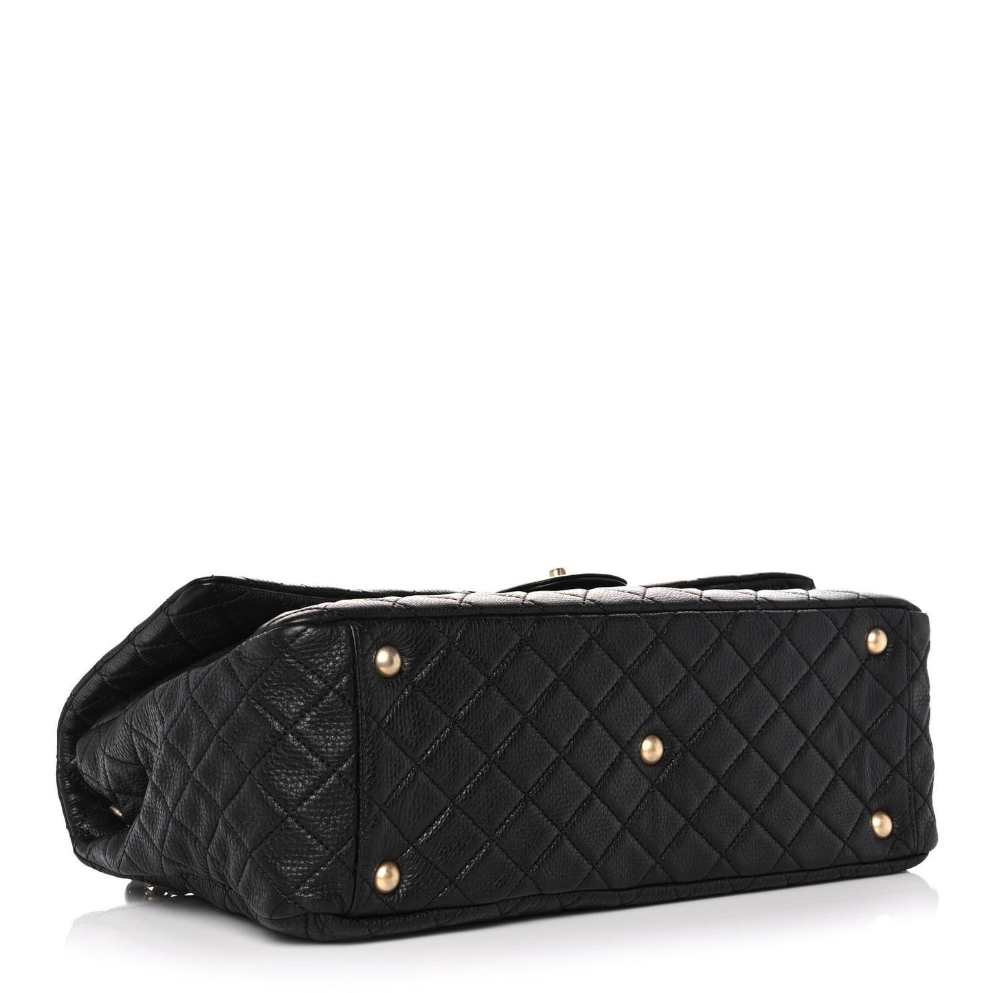 Calfskin Quilted XXL Travel Flap Bag Black