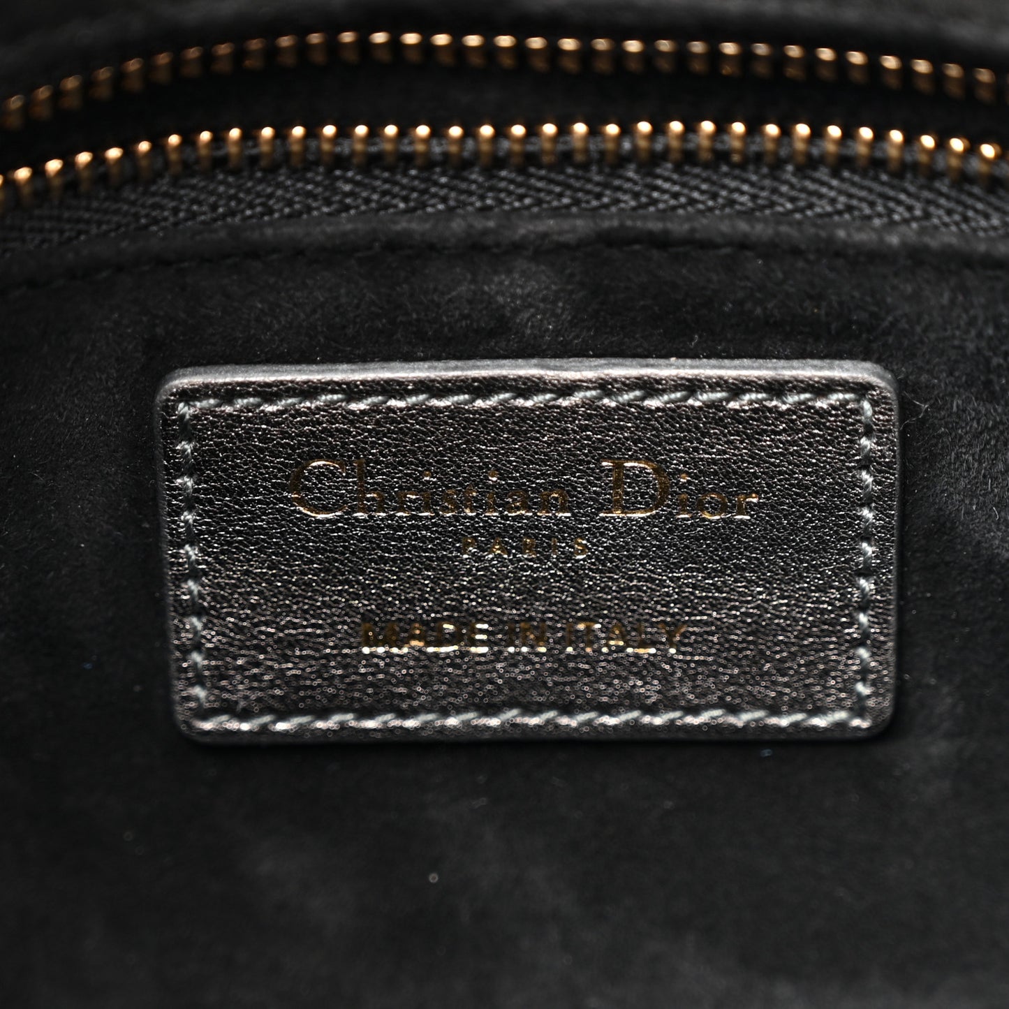 Metallic Lambskin Cannage Small My ABCDior Lady Dior Dark Silver