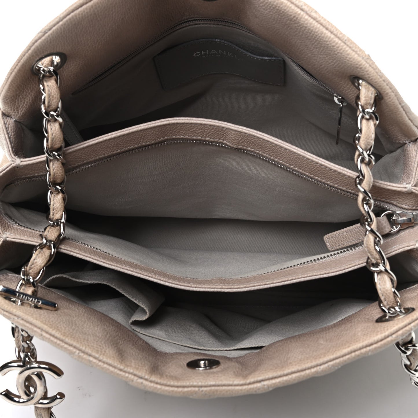 Caviar Quilted Large Just Mademoiselle Bowling Bag Grey