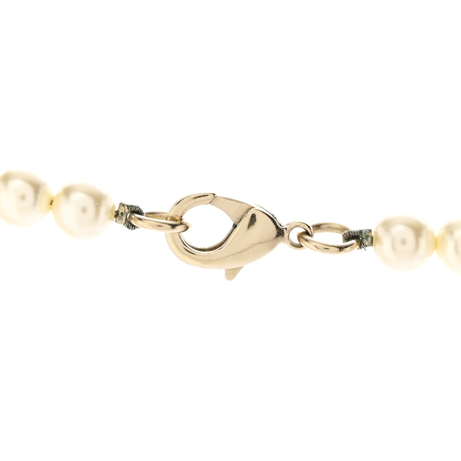 Chanel Graduated Pearl Crystal CC Long Necklace Light Gold 5 of 7