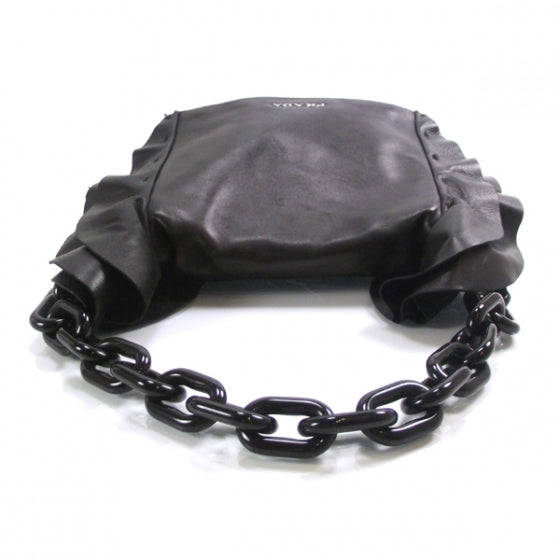 Prada Nappa Ruffle Resin Chainlink Bag Black 5 of 10