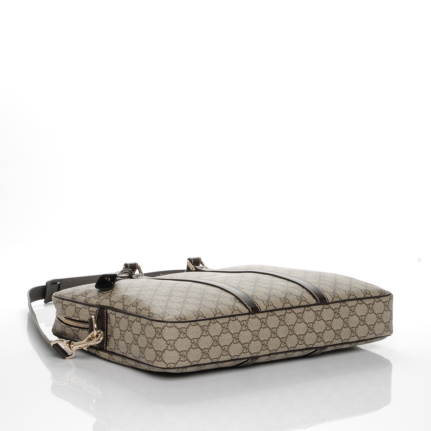 Gucci GG Plus Monogram Selleria Calfskin Briefcase Beige Ebony Cocoa 4 of 7