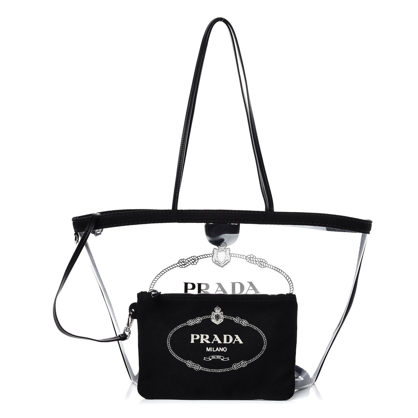 Plexiglass Calfskin Small Shopper Tote Black