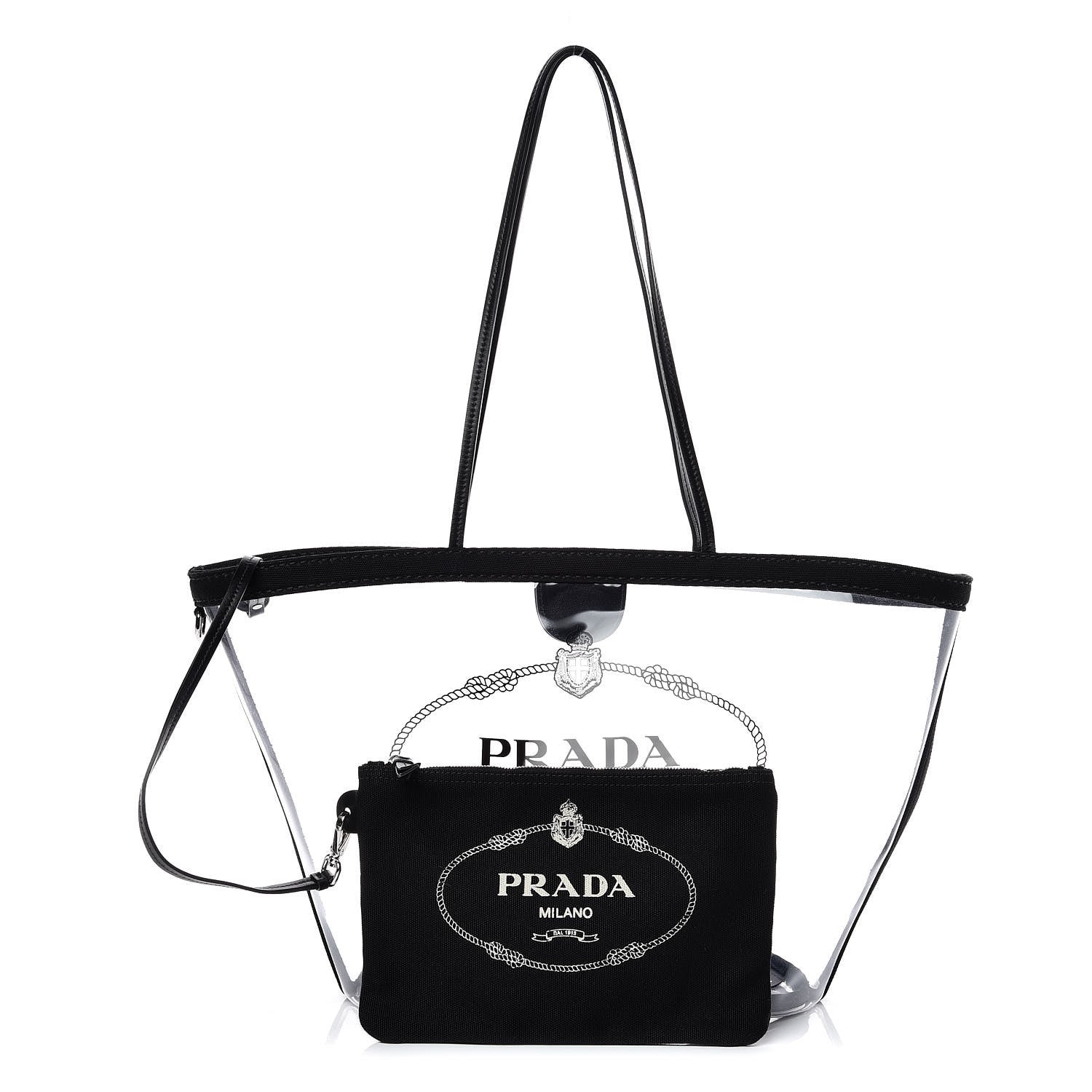 Prada Plexiglass Calfskin Small Shopper Tote Black 1 of 10