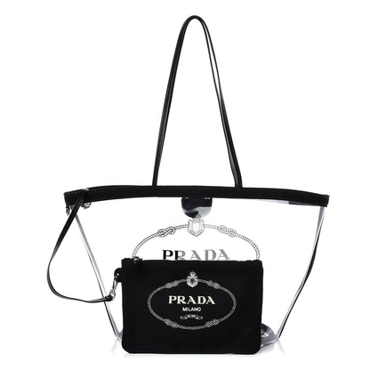 Prada Plexiglass Calfskin Small Shopper Tote Black 1 of 10