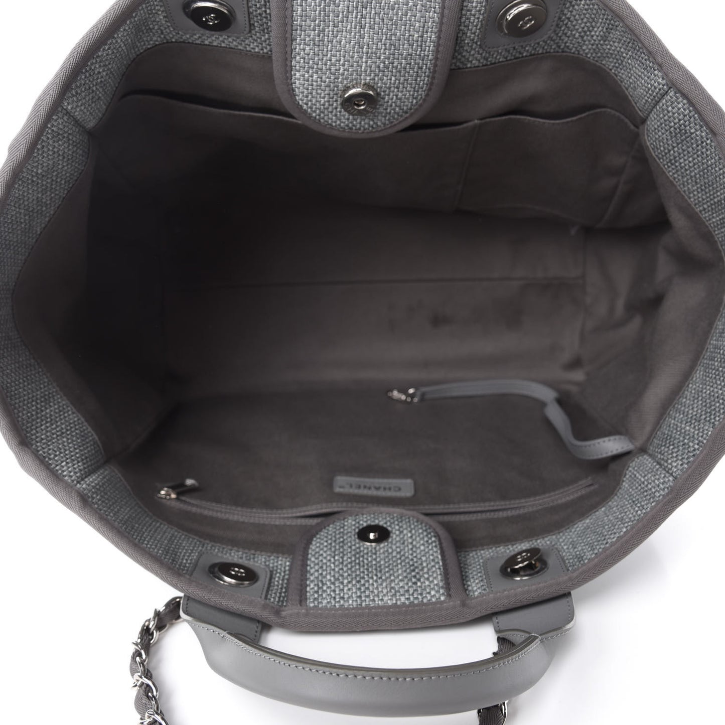 Woven Straw Raffia Medium Deauville Tote Grey