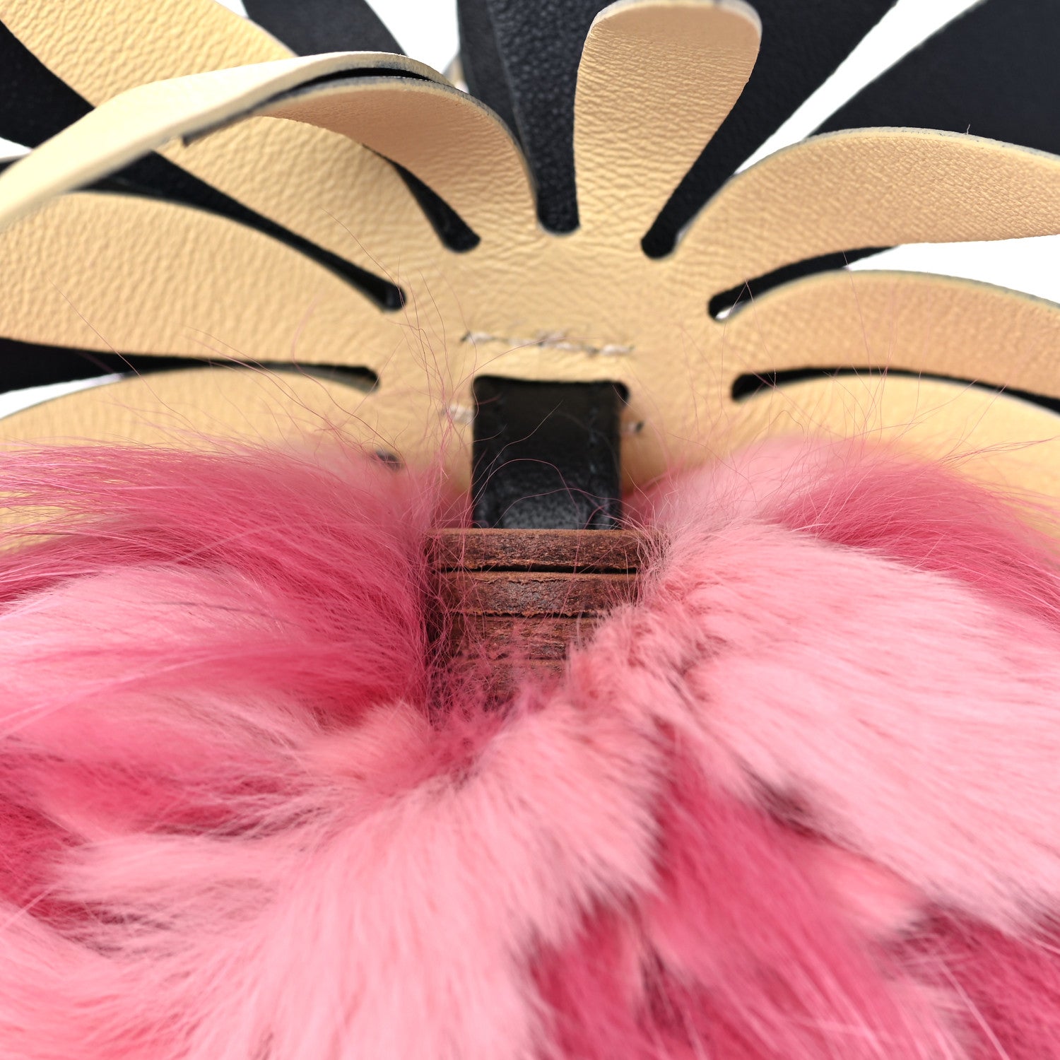 Fendi Fox Rabbit Fur Nappa Pineapple Bag Charm Rosa Scuro Banana Multicolor 7 of 7