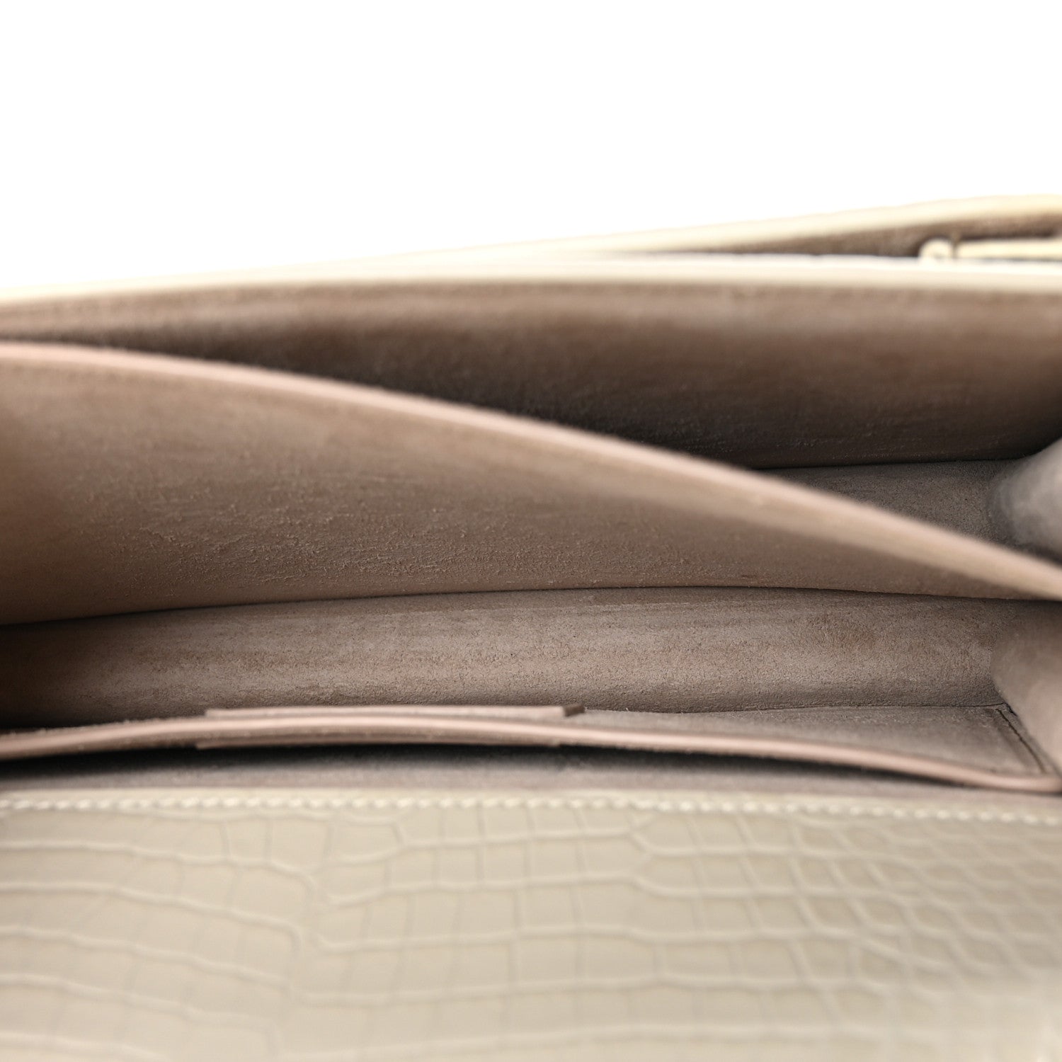 Saint Laurent Calfskin Crocodile Embossed Medium Monogram Sunset Blanc Vintage 6 of 11