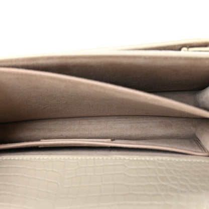 Saint Laurent Calfskin Crocodile Embossed Medium Monogram Sunset Blanc Vintage 6 of 11