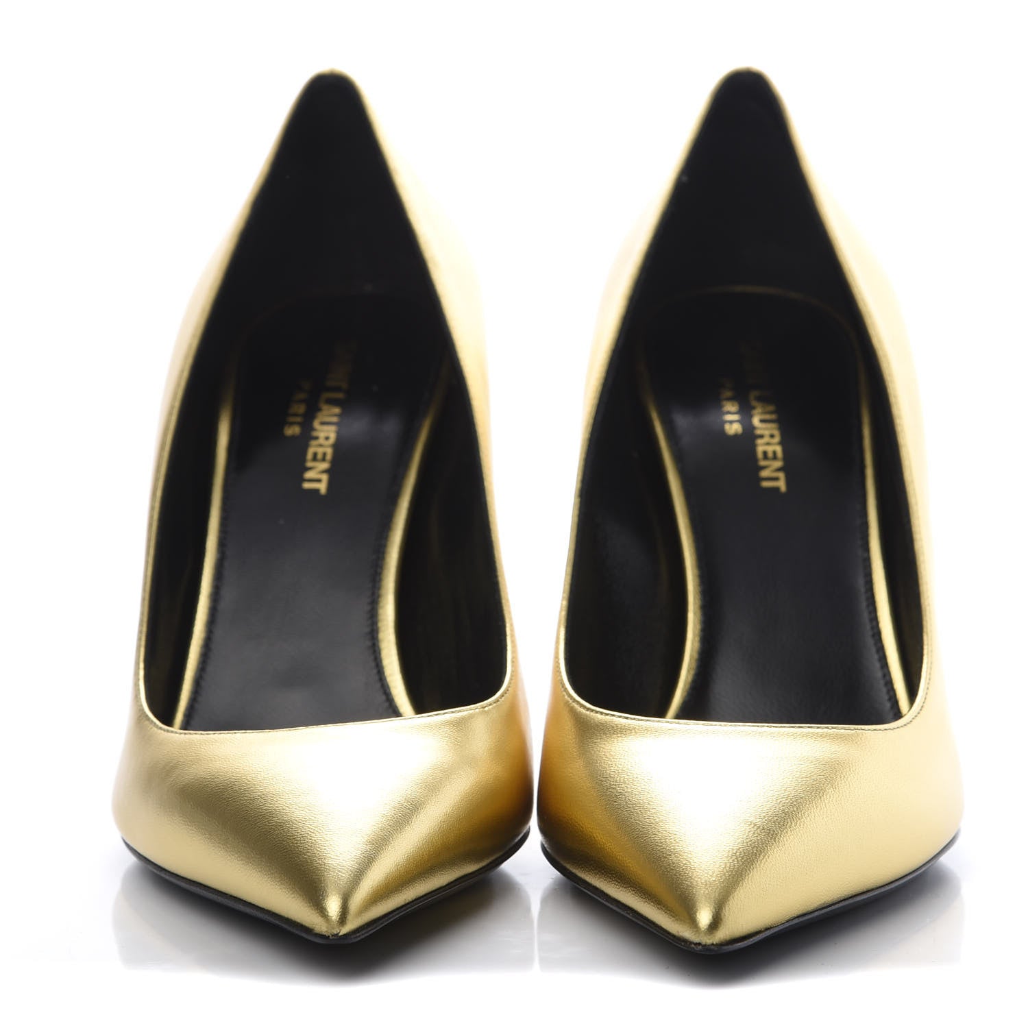 Saint Laurent Calfskin Opyum 85 Pumps 39 Gold 2 of 8
