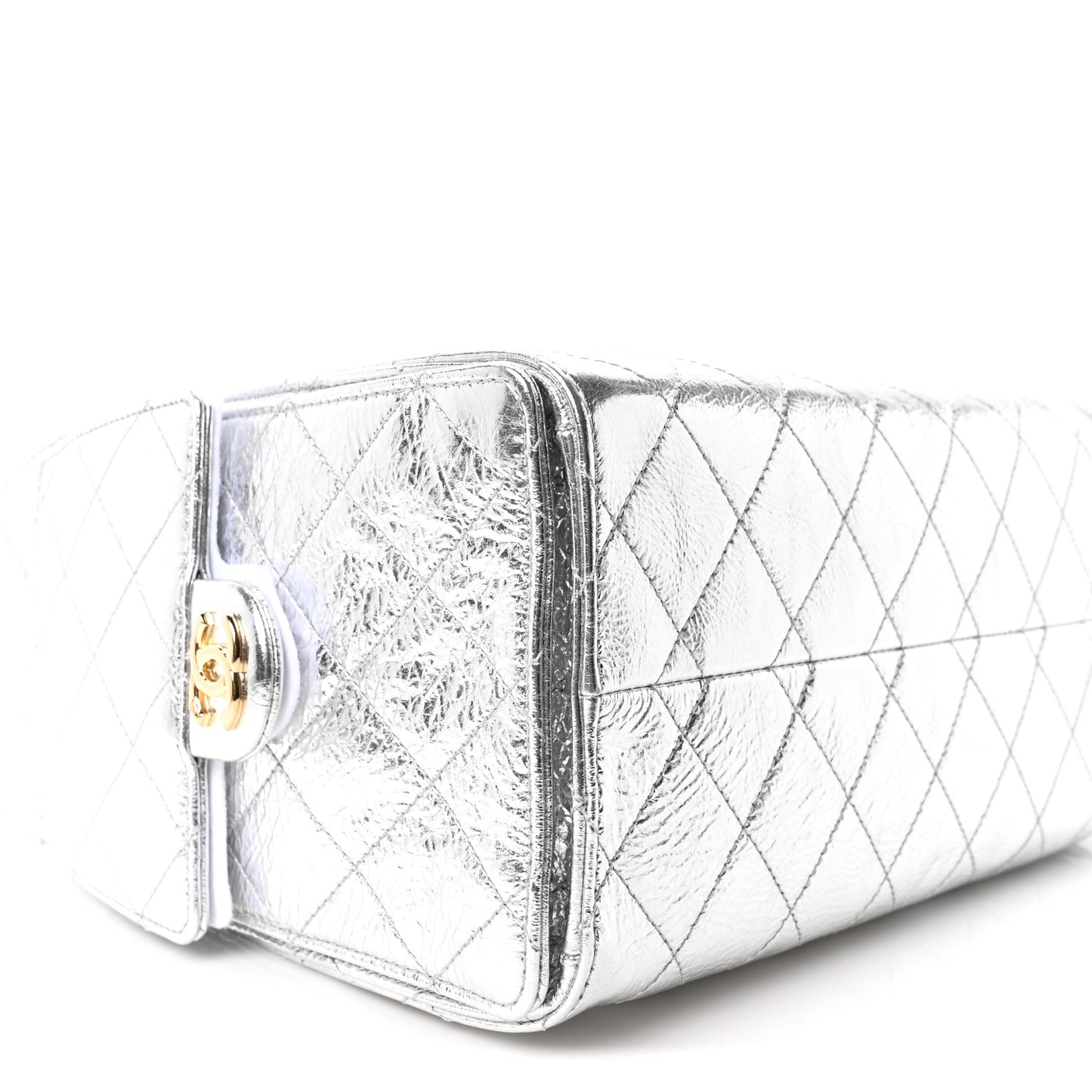 Metallic Aged Calfskin Quilted Small Chanel 25 Handbag Silver