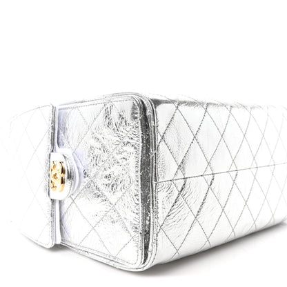 Chanel Metallic Aged Calfskin Quilted Small Chanel 25 Handbag Silver 10 of 12