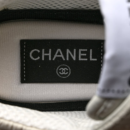 Chanel Calfskin Mesh Lycra Suede Womens Logo Sneakers 39 White 7 of 10