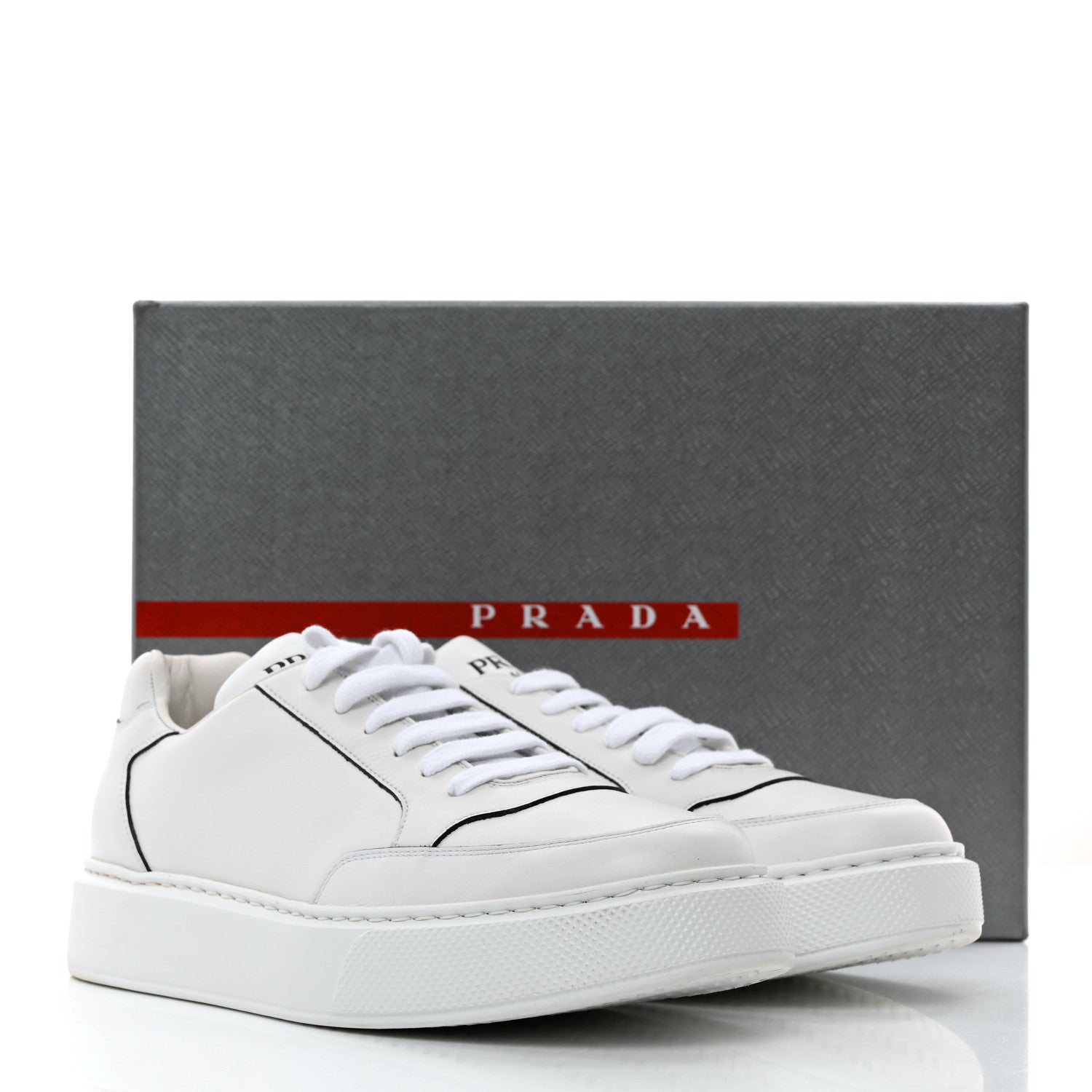 Prada Calfskin Mens Montana Low Top Sneakers 7 White 9 of 9