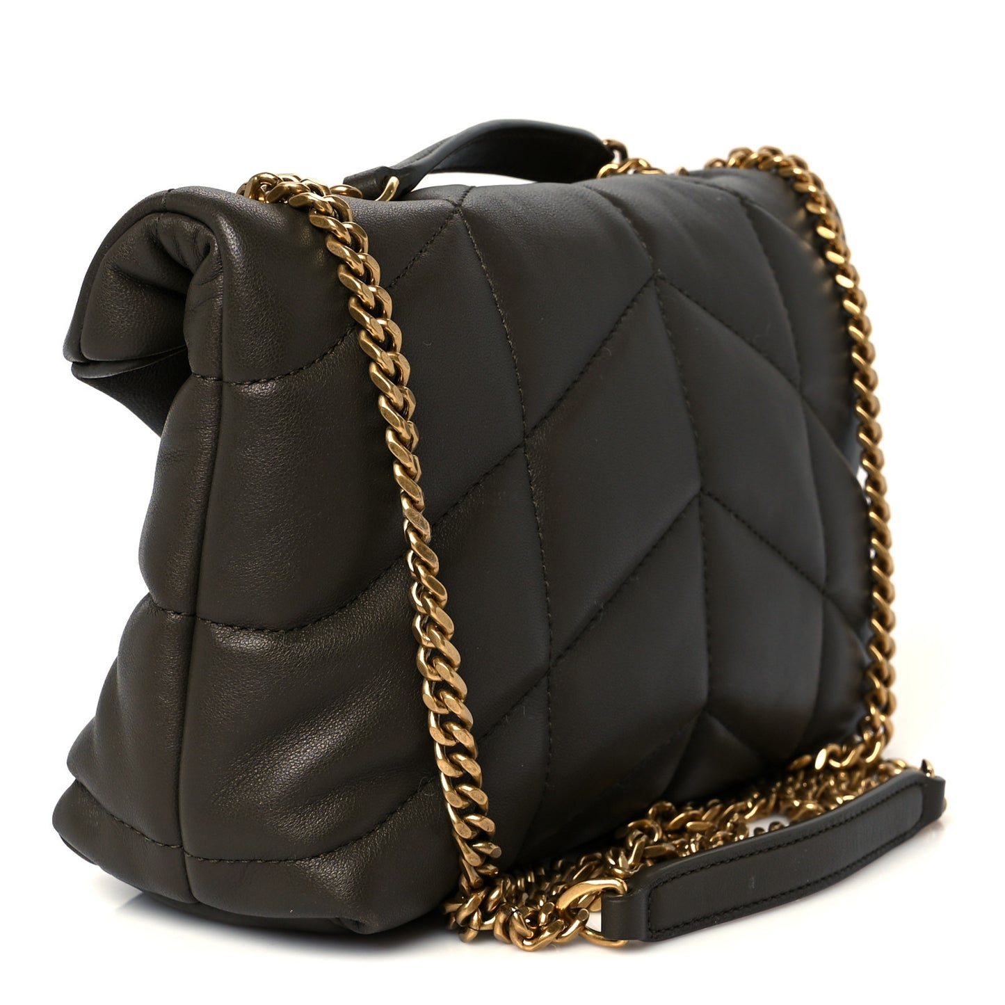 Lambskin Quilted Toy Loulou Puffer Monogram Chain Satchel Khaki