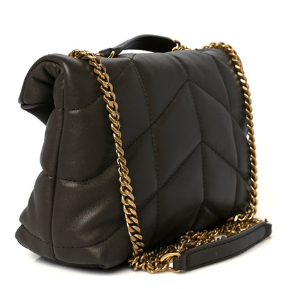 Saint Laurent Lambskin Quilted Toy Loulou Puffer Monogram Chain Satchel Khaki 3 of 11