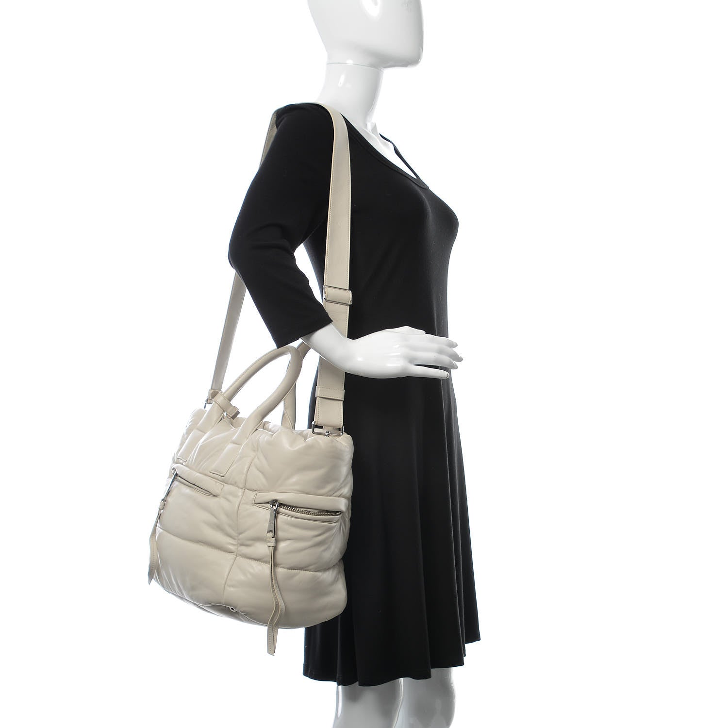 Prada Nappa Bomber Tote Bianco 2 of 8