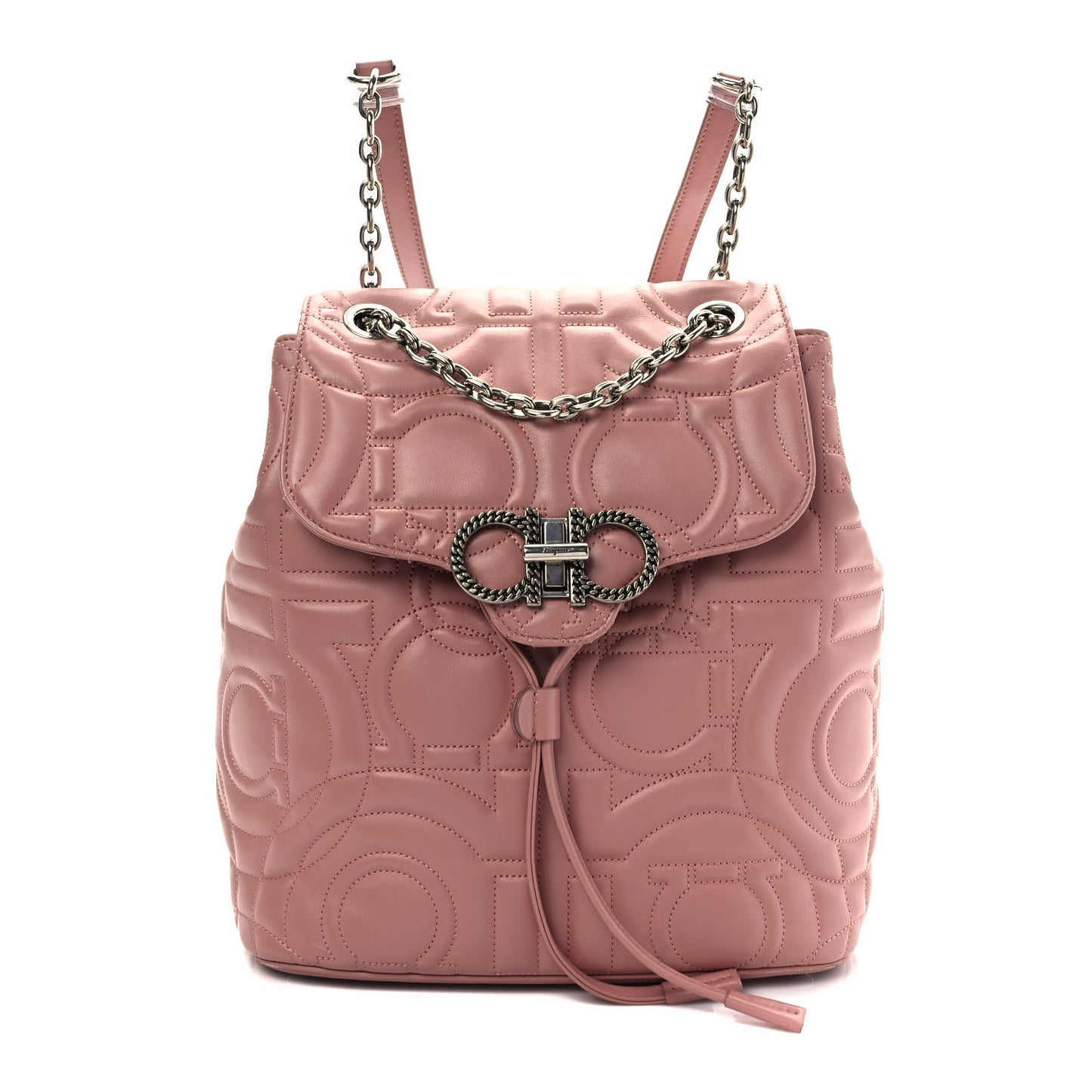 Calfskin Quilted Gancini Backpack Antique Rose