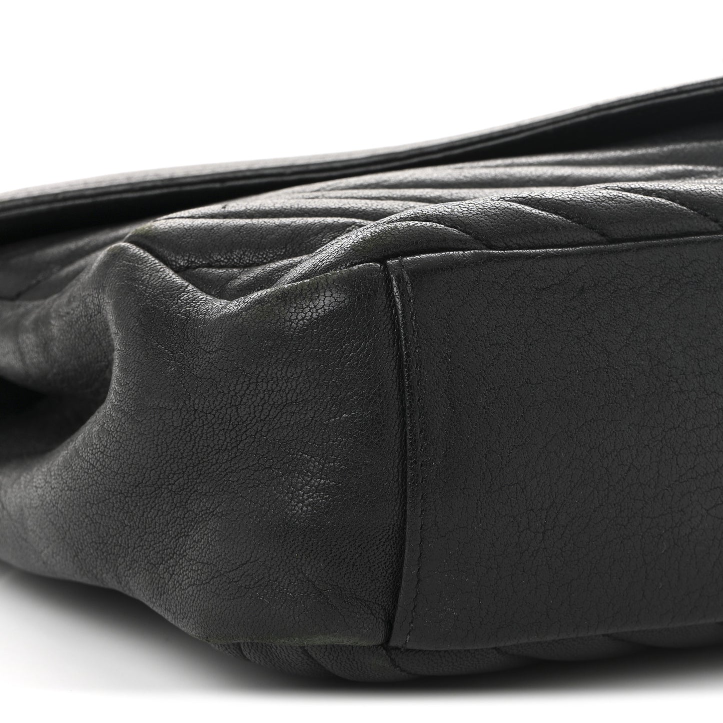 Sheepskin Matelasse Chevron Monogram Large College Satchel Black