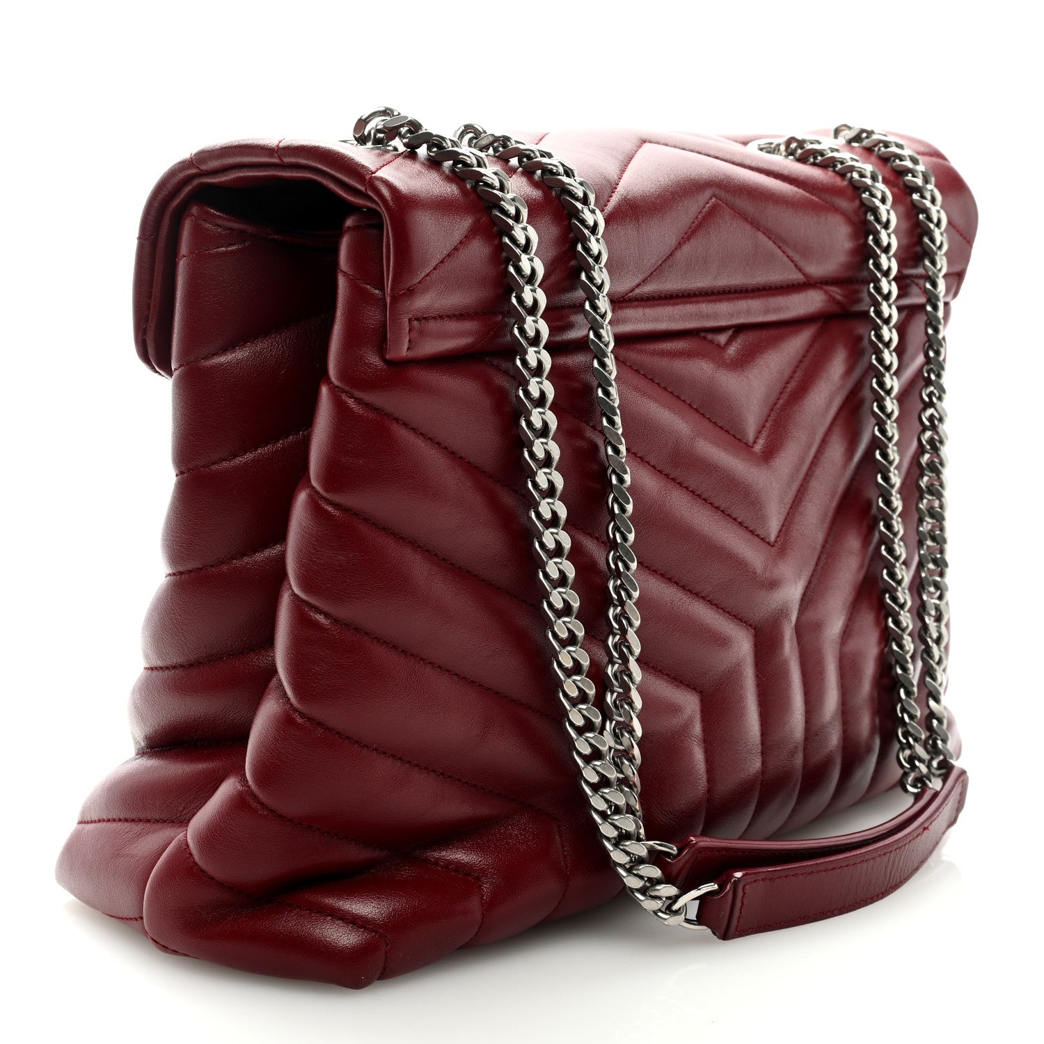 Saint Laurent Calfskin Y Quilted Monogram Medium Loulou Chain Satchel Palissandre 3 of 8