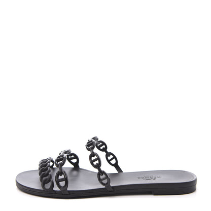 Hermes Rubber Chaine d'Ancre Rivage Sandals 36 Black 1 of 10