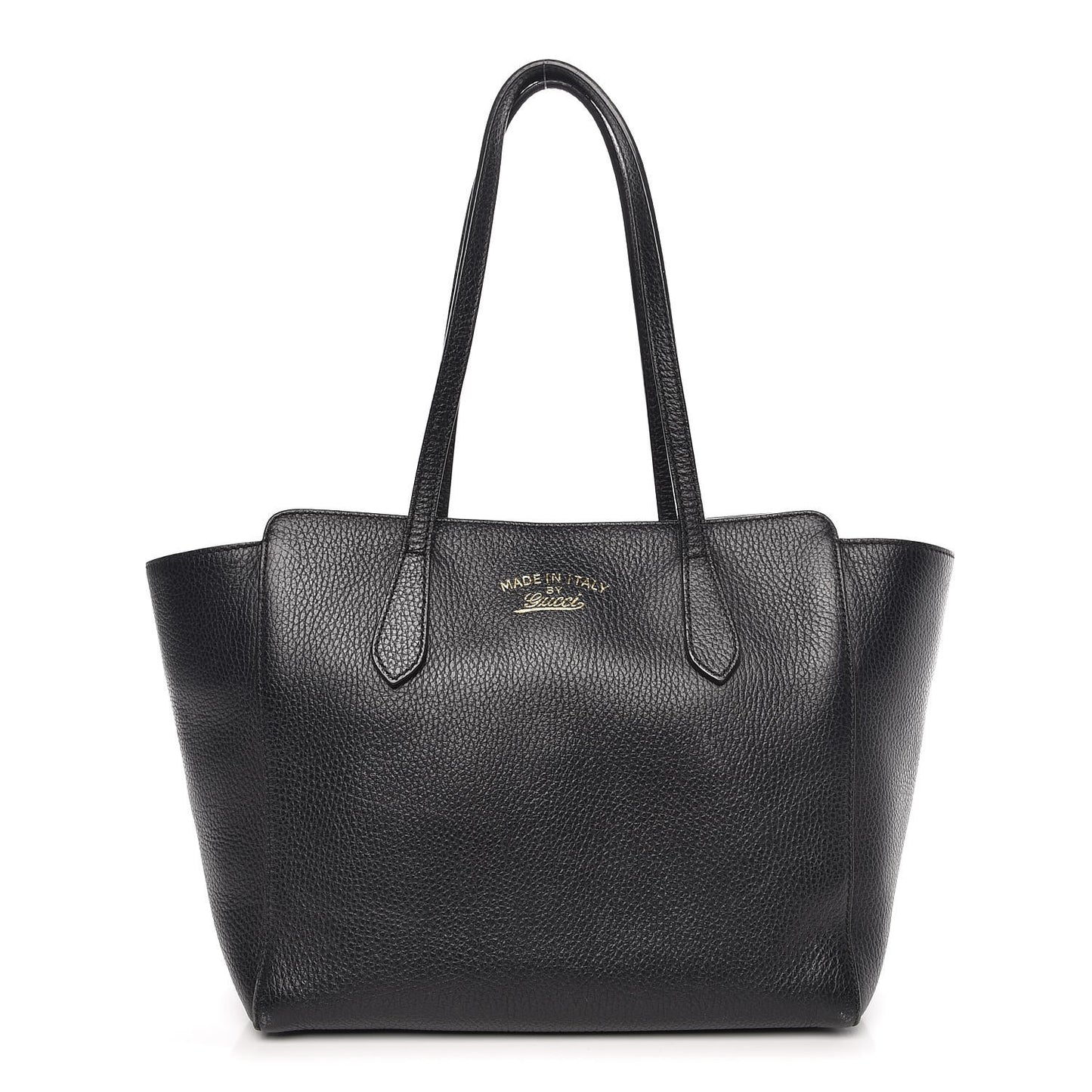 Pebbled Calfskin Small Swing Tote Black